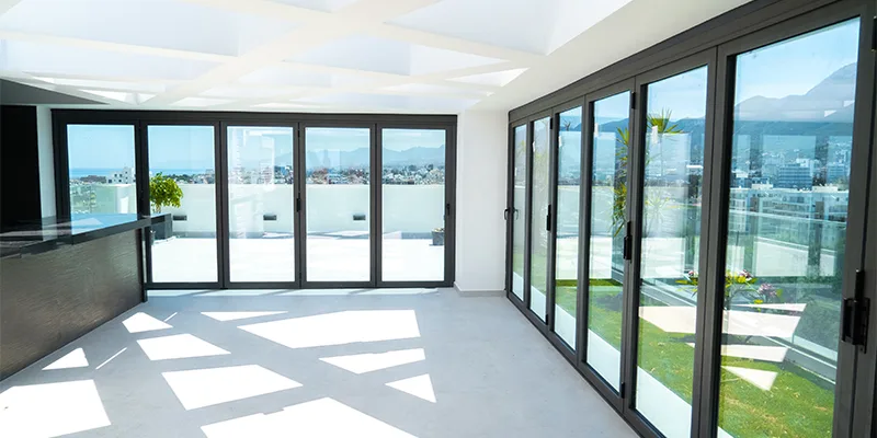 presto_glass_doors Stunning Miami water view from inside a building with panoramic sliding impact windows and doors